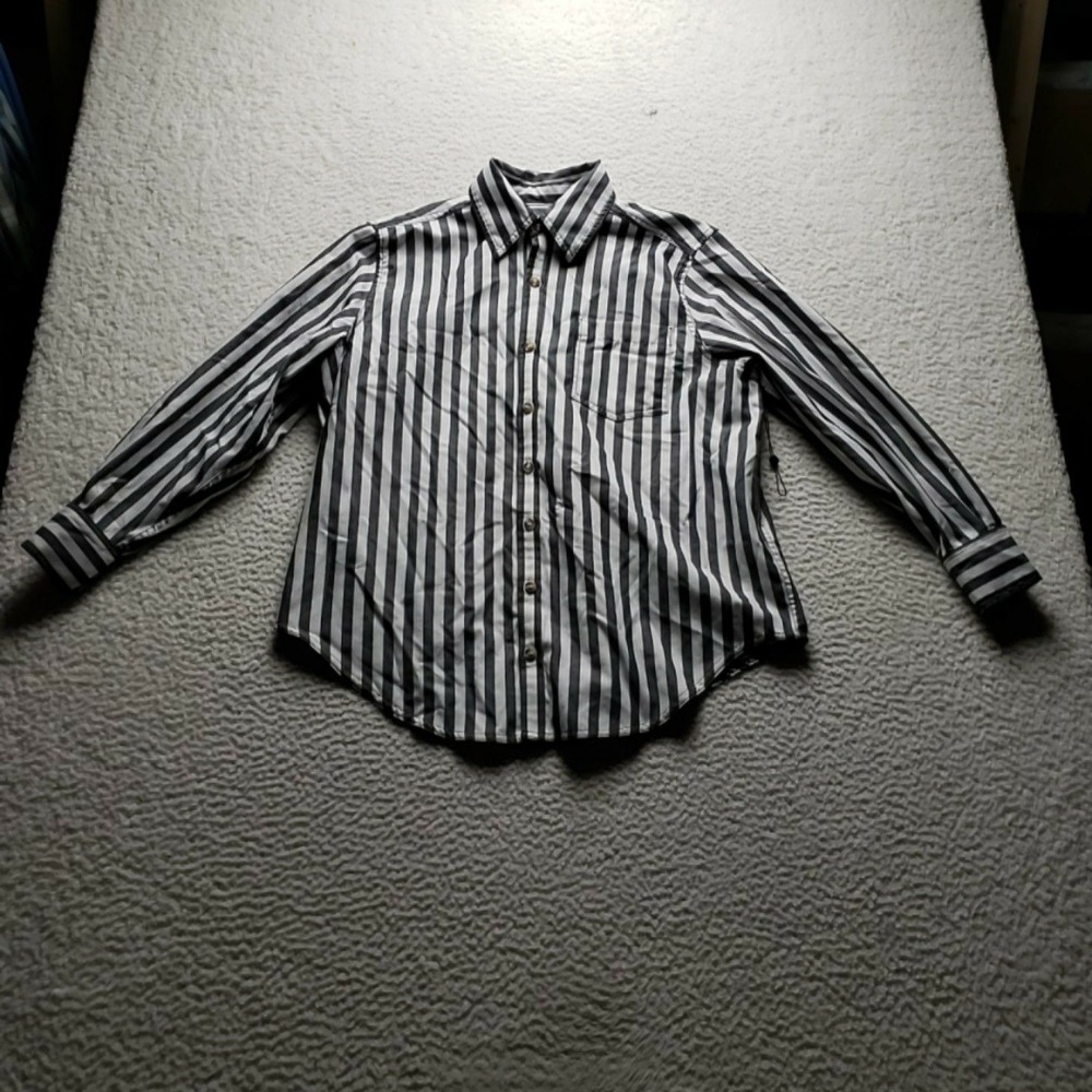 Emerson Lang Shirt Womens S White Stripe Cotton Button Up Long Sleeve Casual